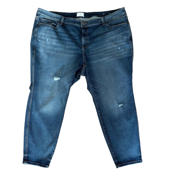 Lane Bryant Denim - Lane Bryant Womens Plus Size 26 Distressed Denim Jeans With Paint Splatter